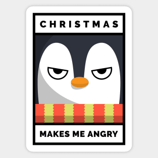 Christmas Makes me Angry - Penguin Christmas Sticker